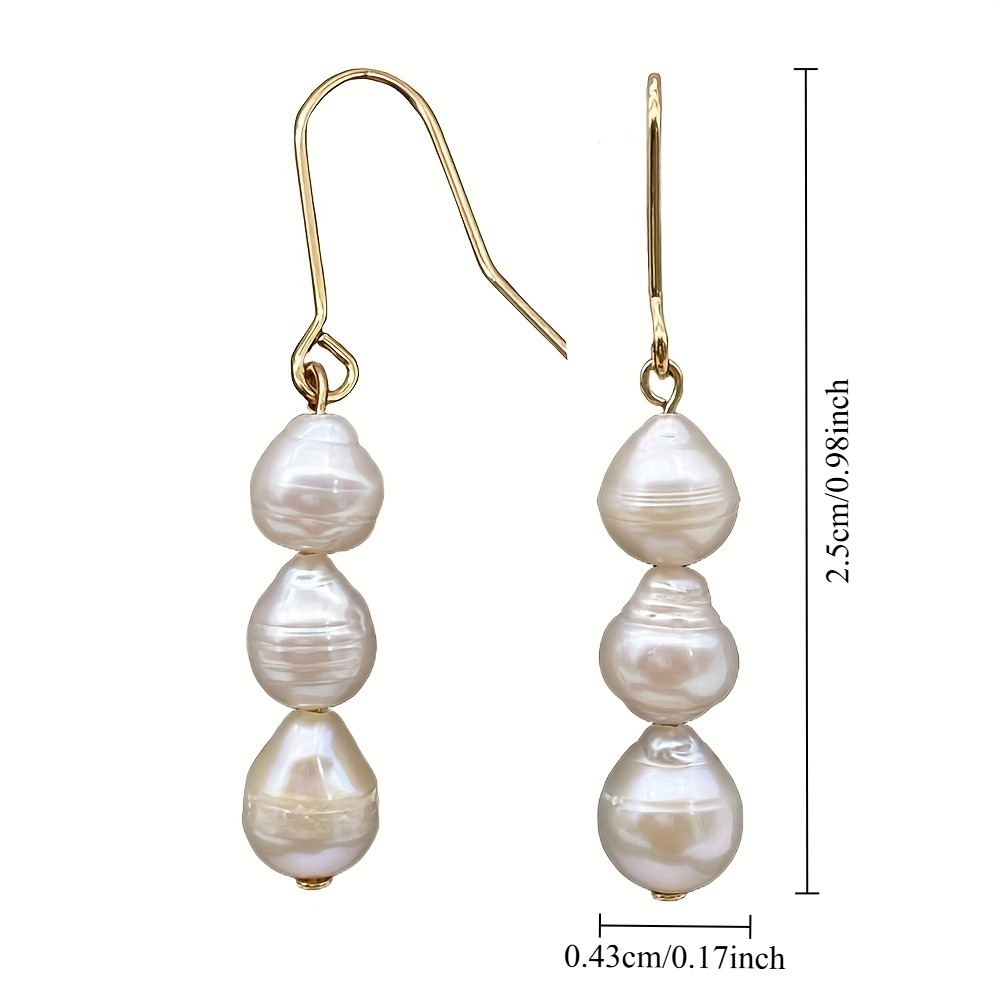 Elegant Three-Shell Pearl Pendant Earrings, Gift for Women
